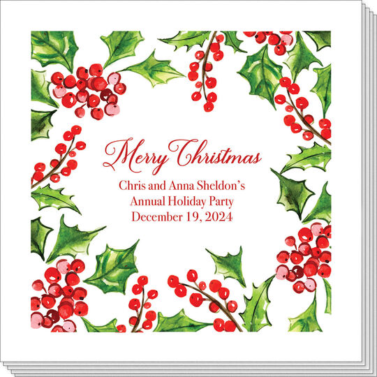 Holly and Berries Christmas Napkins